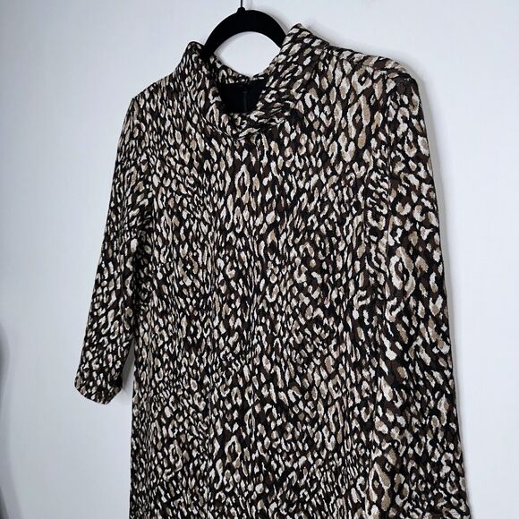 J. McLaughlin Women’s Sheila Dress Leopard Print 3/4 Sleeve Size Small - Picture 2 of 5